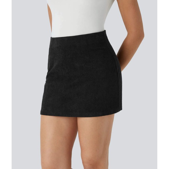 Halara High Waisted Invisible Zipper 2-in-1 A Line Mini‎ Corduroy Casual Skirt - Picture 2 of 11